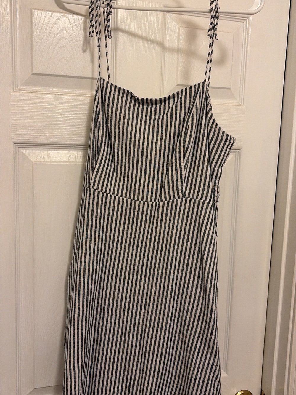 Old Navy Black & White Striped Tie-Strap Mini Dress